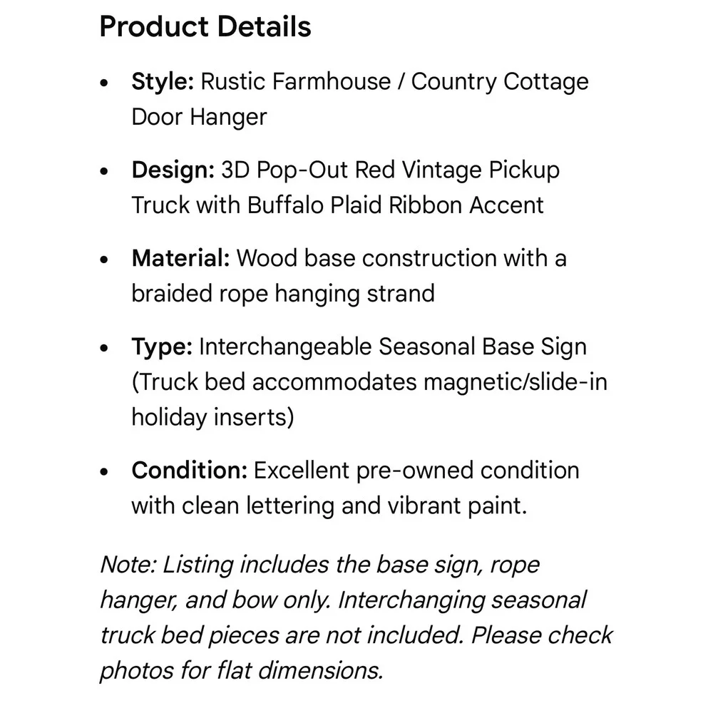 Red Truck Welcome Door Hanger Interchangeable Seasonal Farmhouse Wood Sign